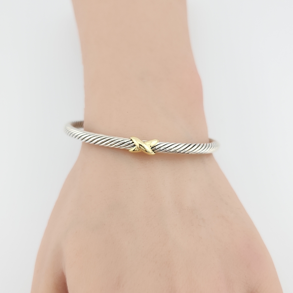 David Turman 4mm Sterling Silver with X 18k Gold Bracelet